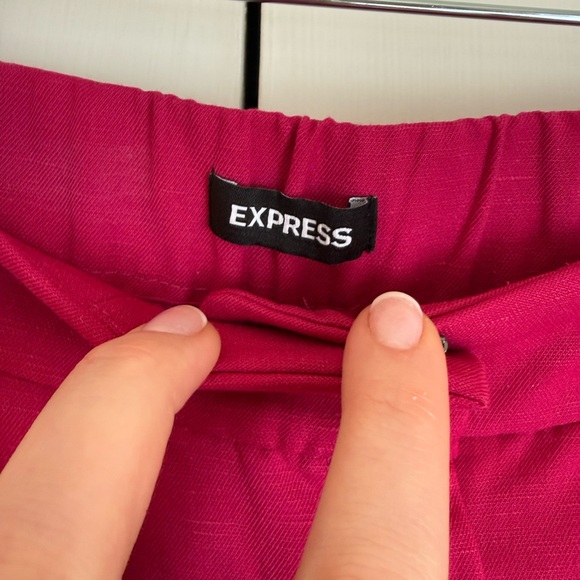 Express Women’s Pink Stylist High Waisted Pleated Wide Leg Pant Linen Size 8L - Picture 4 of 9